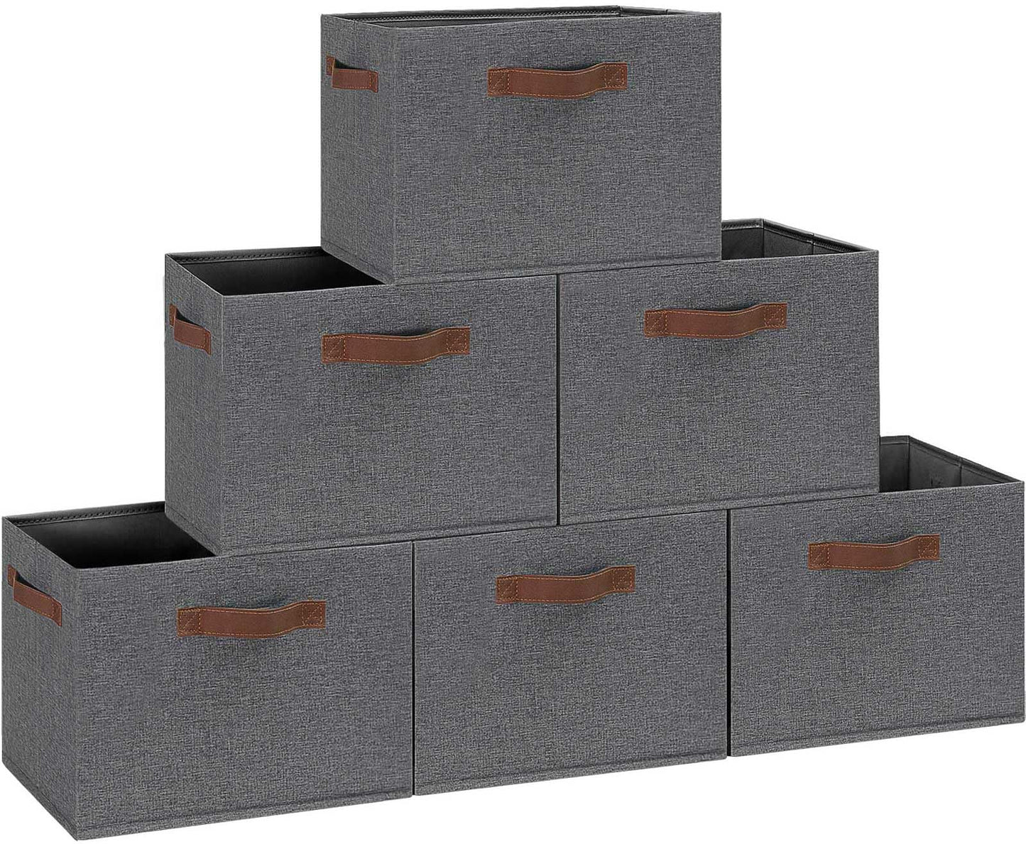 GhvyenntteS Large Fabric Storage Bins with 3 Handles, 15x11x9.6 Inch Storage Baskets for Shelves, Foldable Closet Storage Bins for Shelves, Closet Organizers and Storage Boxes 3 Pack