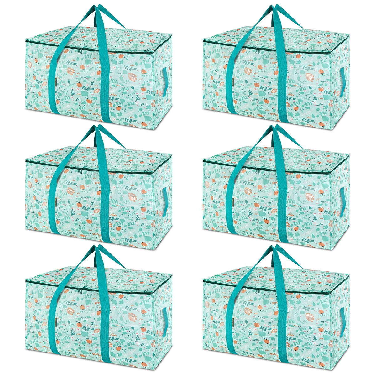 BALEINE 6-Pack Oversized Moving Bags with Reinforced Handles, Heavy-Duty Storage Tote for Clothes, Moving Supplies (Clear, 6-Pack)