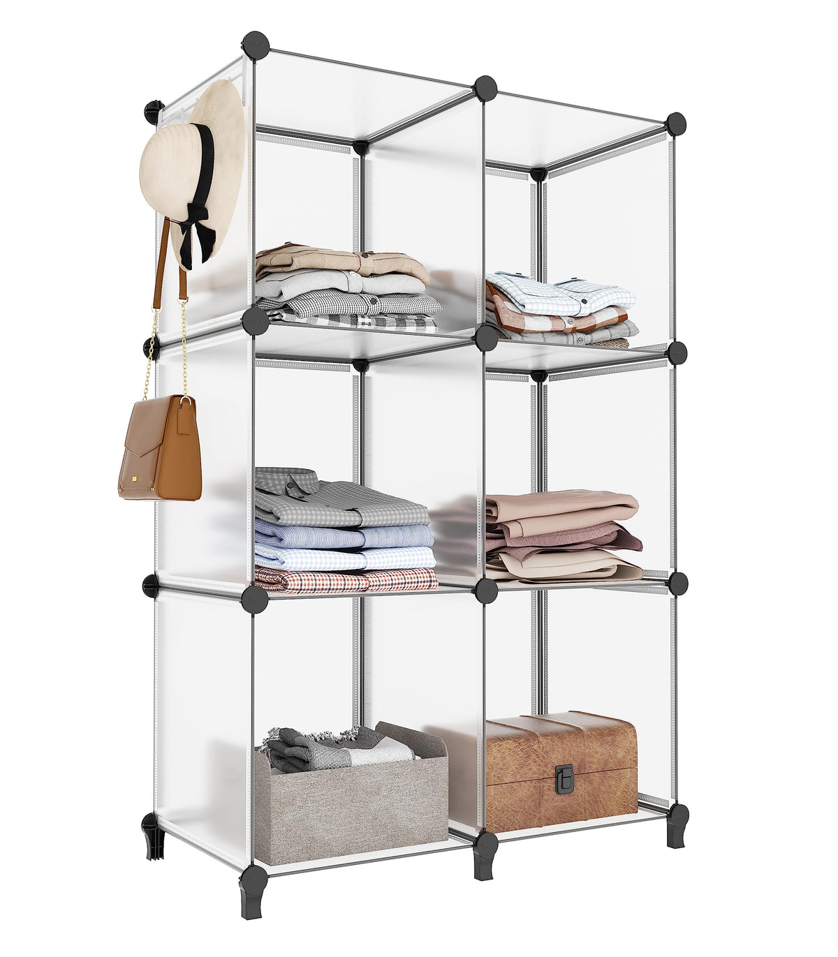 Stackable Closet Organizers and Storage 6 Cube Storage Organizer Closet Organizer for Bathroom Closet Storage for Wardrobe