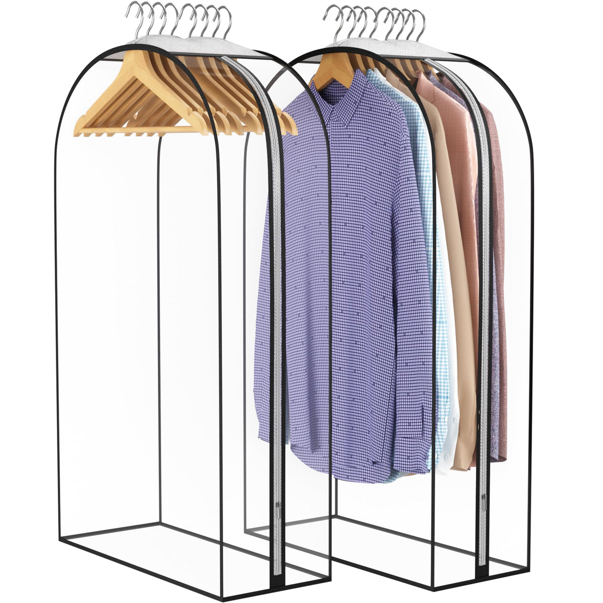 Liuoud Clear Garment Bags for Hanging Clothes 10” Gusseted, 4 Pack, 40”