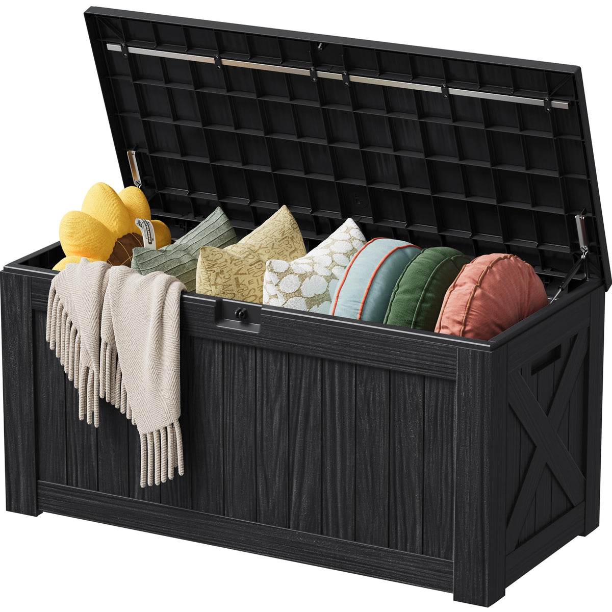 Devoko 100 Gallon Waterproof Resin Deck Box, Large Outdoor Storage Box