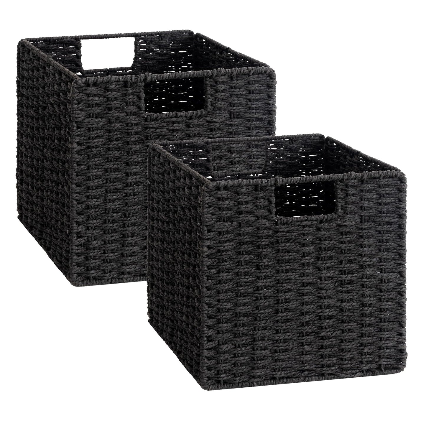 StorageWorks 9 inch Wicker Baskets for Storage, Square Baskets, Natural