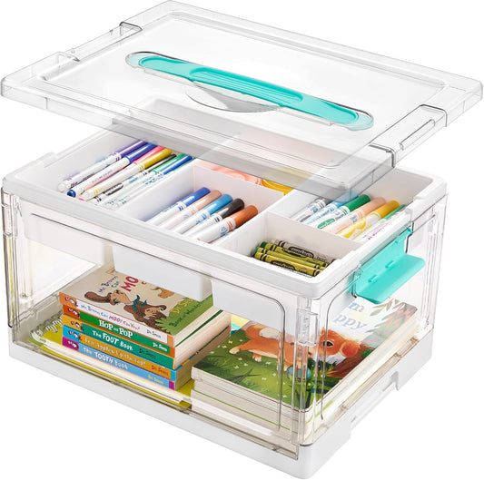 Vtopmart 24 QT Clear Craft Organizer with Removable Tray & Dividers, 1 Pack