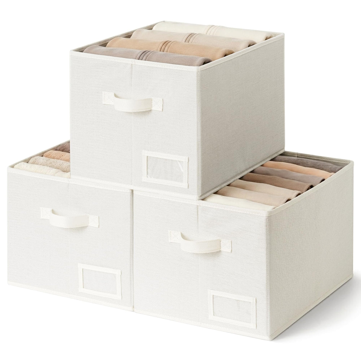 GRANNY SAYS Closet Storage Bins with Handles, Gray, Large, 3-Pack
