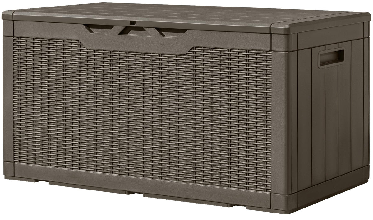 Greesum Outdoor Storage Box 31 Gallon Storage Box with Lid for Patio Furniture, Garden Tools, Pool Supplies, Waterproof and UV Resistant, Lockable, Dark Black