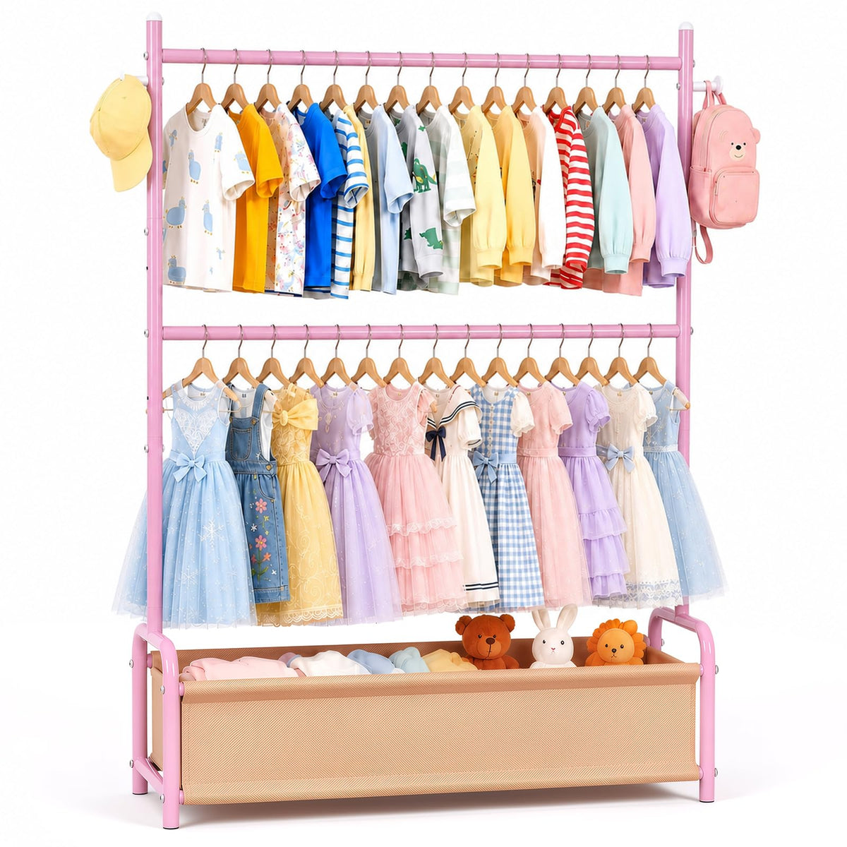 Kids Clothes Rack for Ages 3-6, Montessori Kids Clothing Rack, White