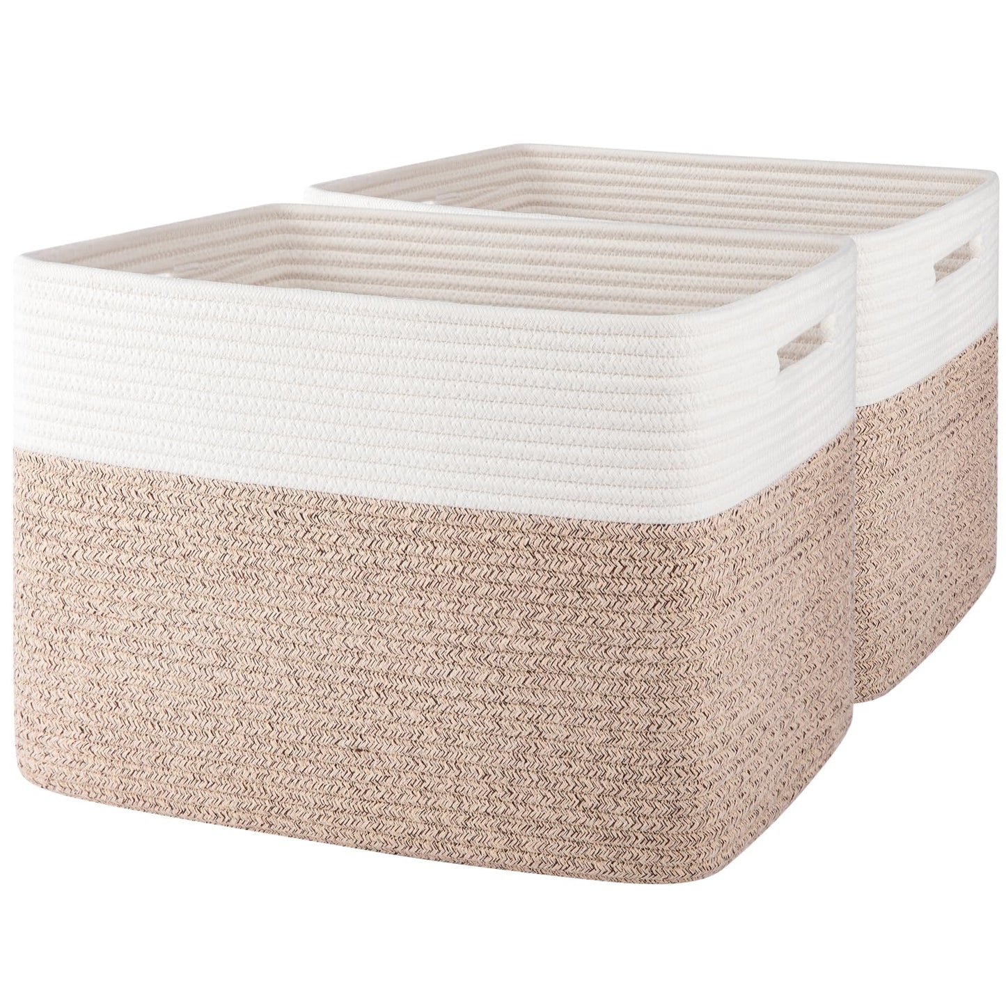 OIAHOMY 2 PACK Tall Storage baskets 42L Blanket Basket Living Room Brown