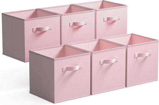 GRANNY SAYS 11 Inch Cube Storage Bins, 6-Pack Storage Cube Organizer, Pink