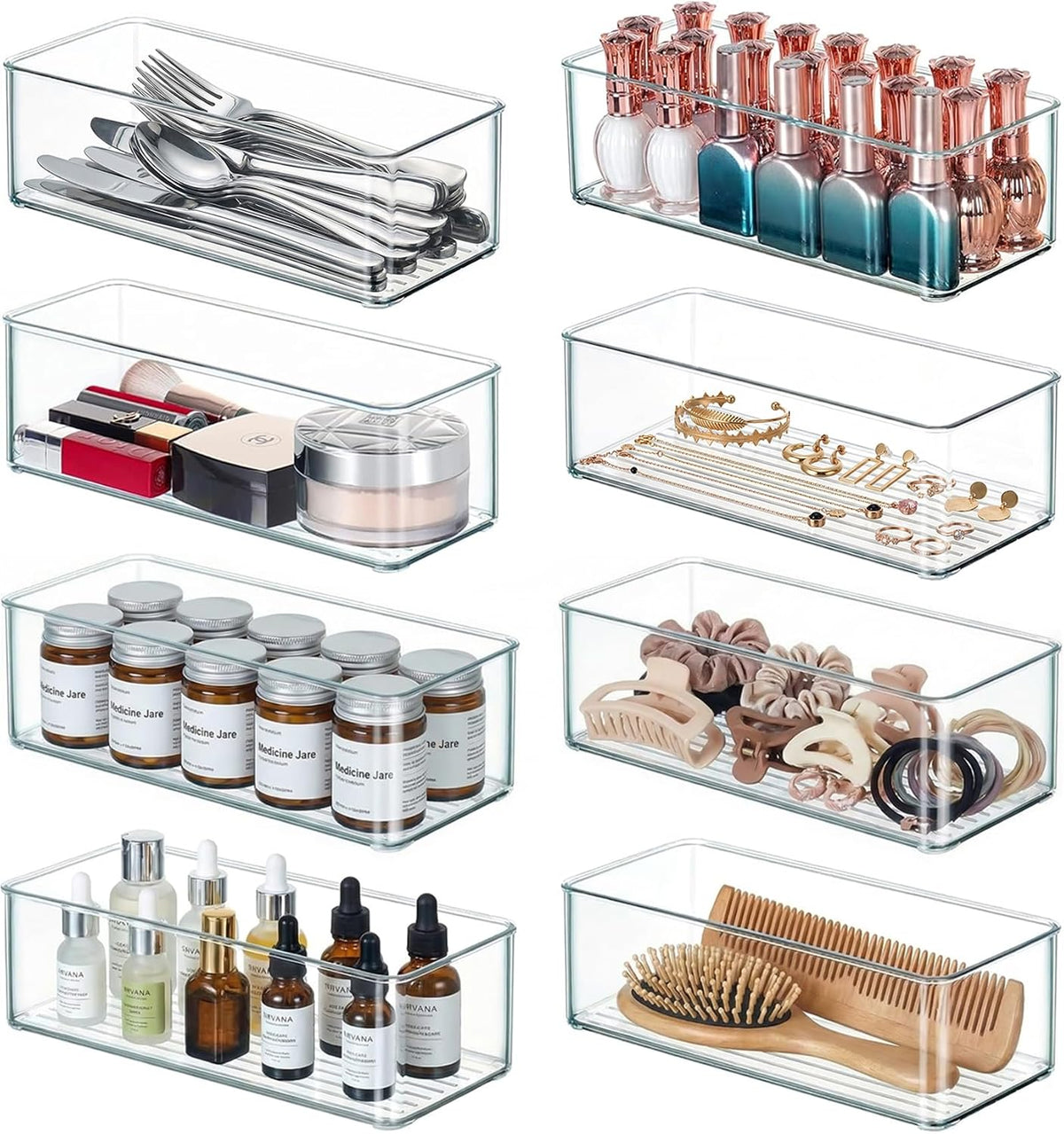 Qilinba 8 PACK Drawer Organizers Deep Drawer Organizer Bins