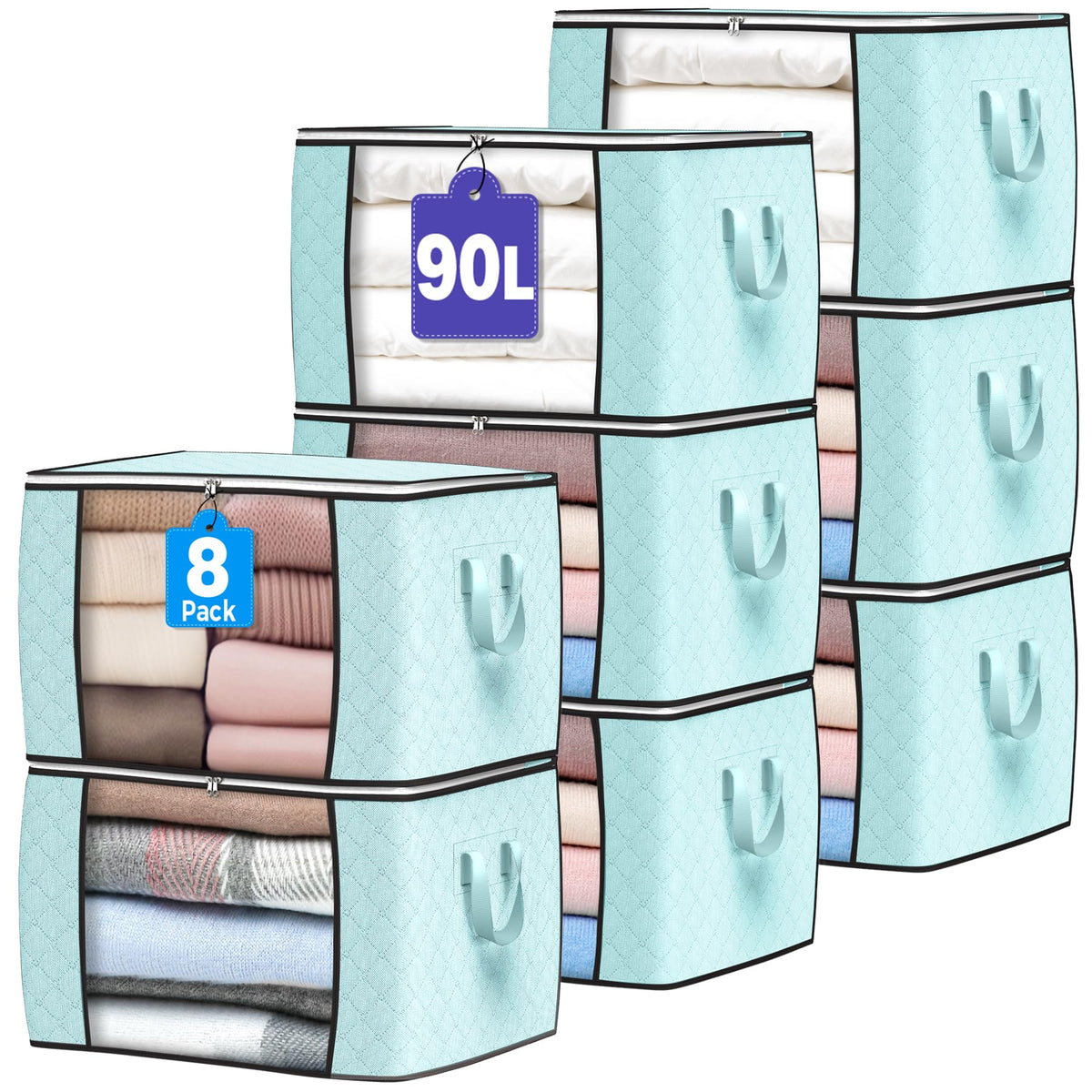 90L Large Storage Bags, 6 Pack Clothes Storage Bins Closet Organizers