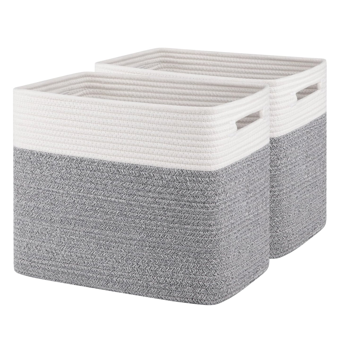 OIAHOMY 2 PACK Tall Storage baskets 42L Blanket Basket Living Room Brown