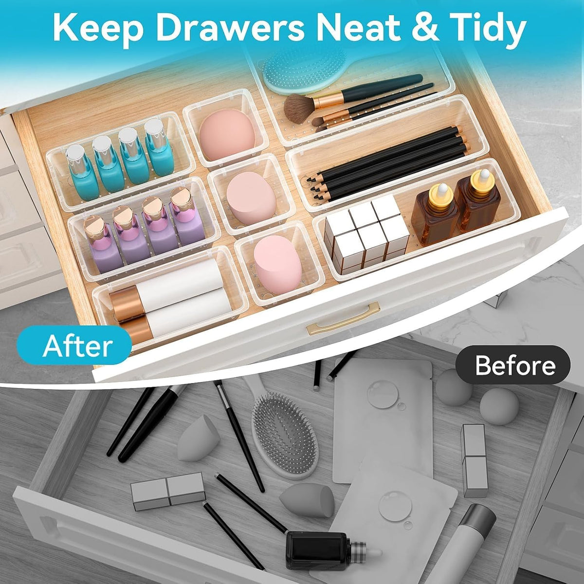 12 PCS Drawer Organizer Set, Makeup Organizers, Tool Storage Trays