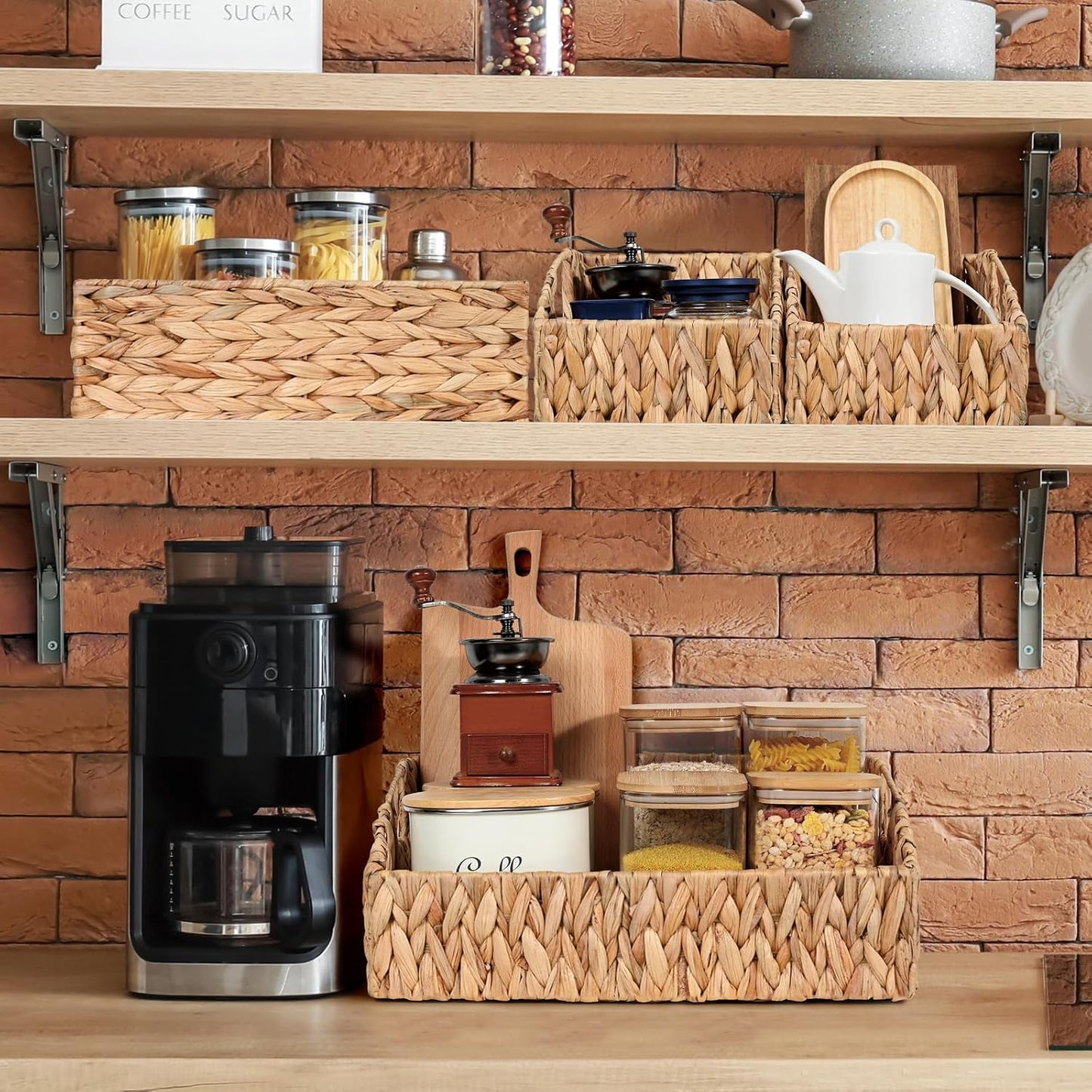 Pantry Baskets for Organizing, Wicker Basket Shelf Storage