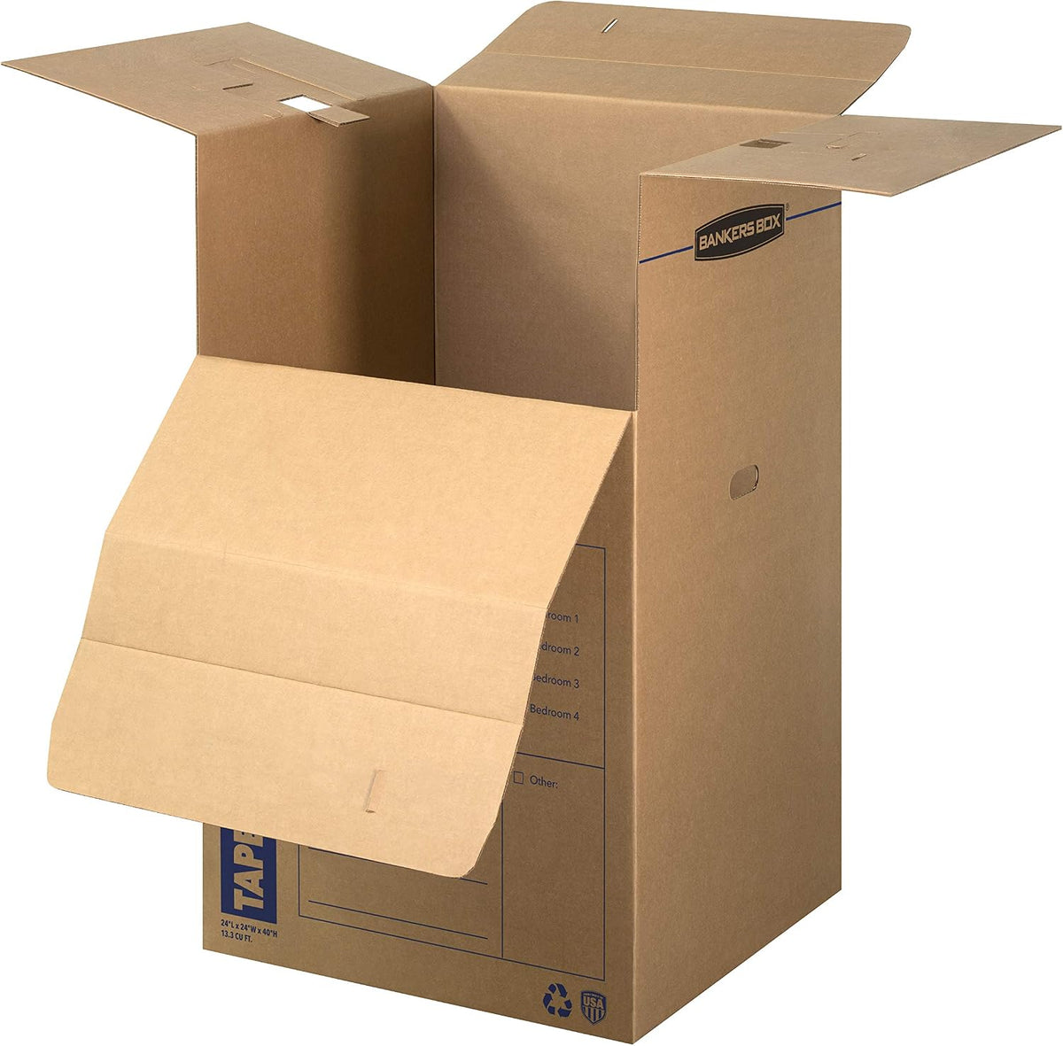 Bankers Box 3-Pack Tall Tape-Free Wardrobe Moving Boxes, 24" x 24" x 40"
