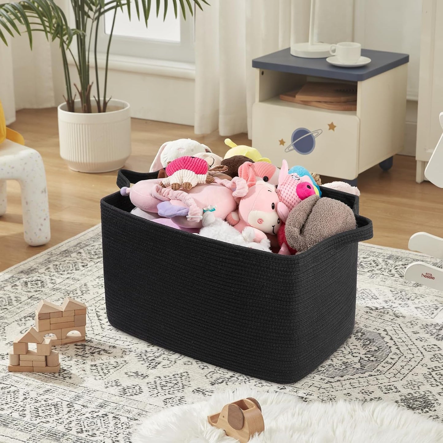 OIASKET 95L Extra Large Blanket Basket, 24" x 16.9" x 14.2" Woven Basket