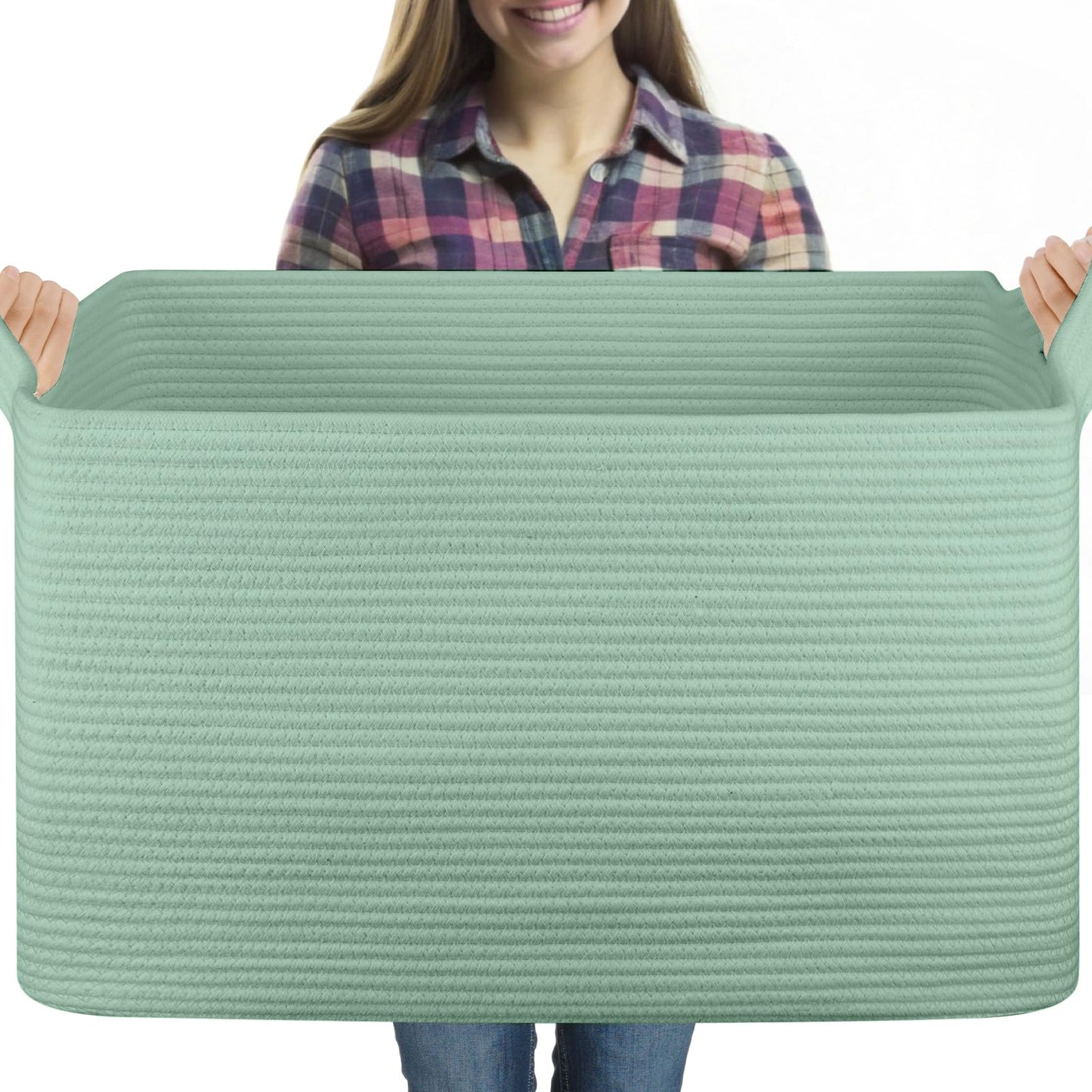 OIASKET 95L Extra Large Blanket Basket, 24" x 16.9" x 14.2" Woven Basket