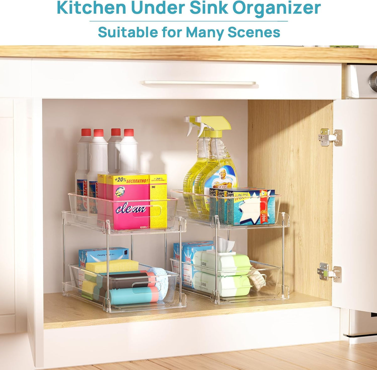 Vtopmart 4 Pack Pull Out Bathroom Under Sink Organizer (S-Standard)