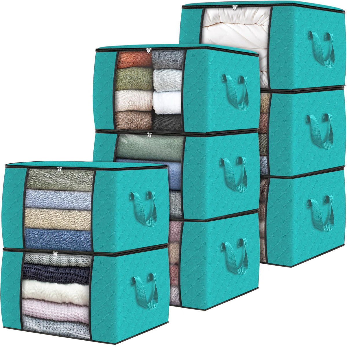 Fab totes 6 Pack Storage Bags for Clothes Blanket Storage Bins with Lids
