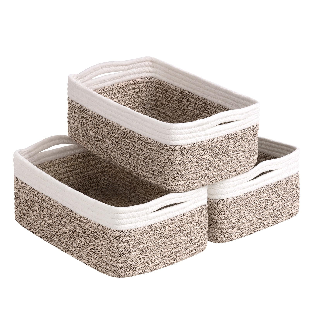 Goodpick 3Pack Rope Storage Baskets for Shelves Organizing, 11 x 7 x 4.5 in
