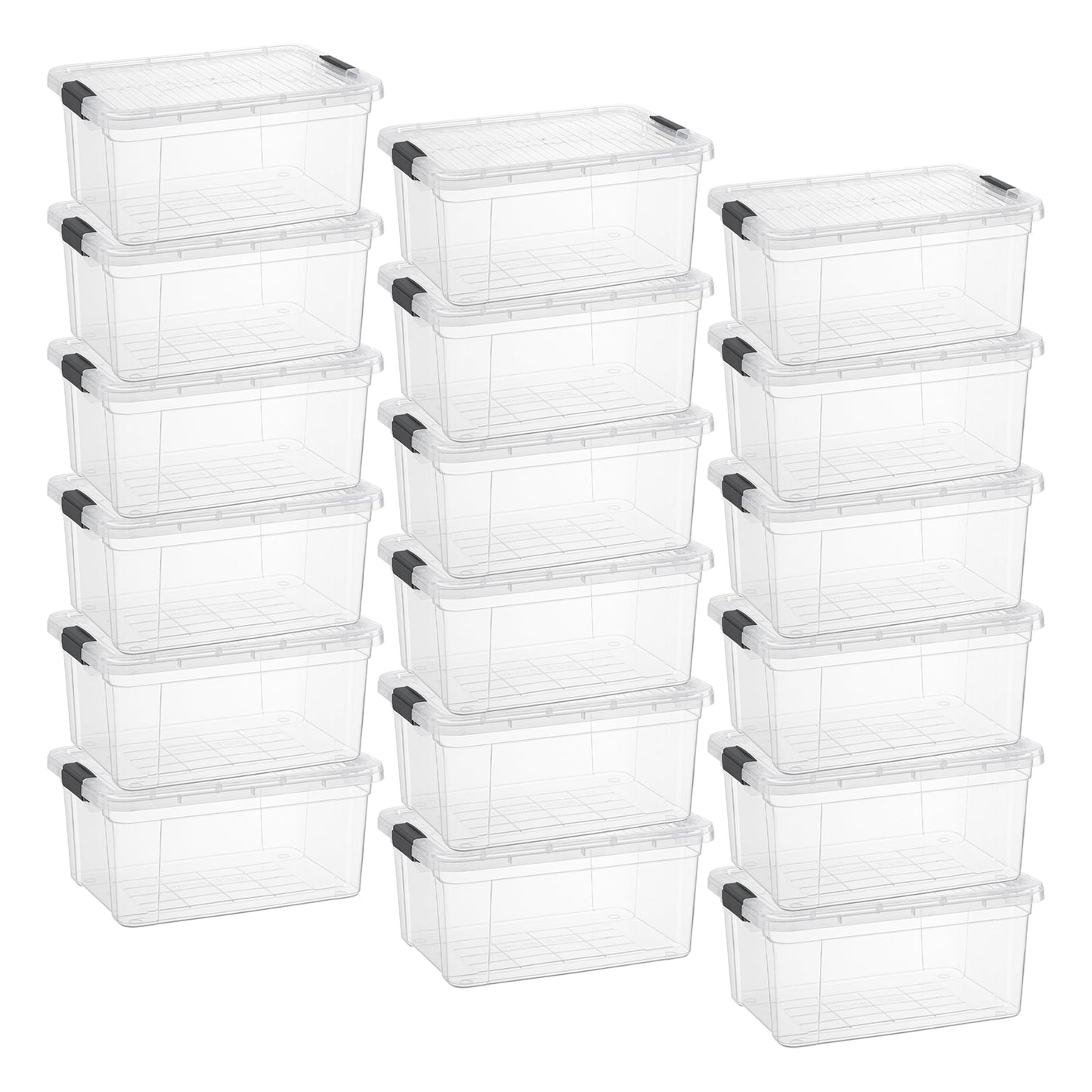 Superio Clear Plastic Storage Bins with Lid, 4.5 Quart Box, Organizing Containers, Stackable Plastic Tote for Home, Garage, Dorm, School, and Office