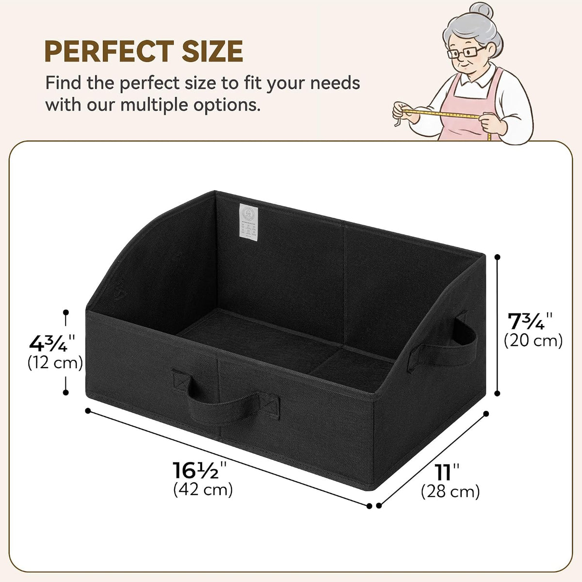 GRANNY SAYS Trapezoid Closet Storage Bins, Medium, Black, 3-Pack