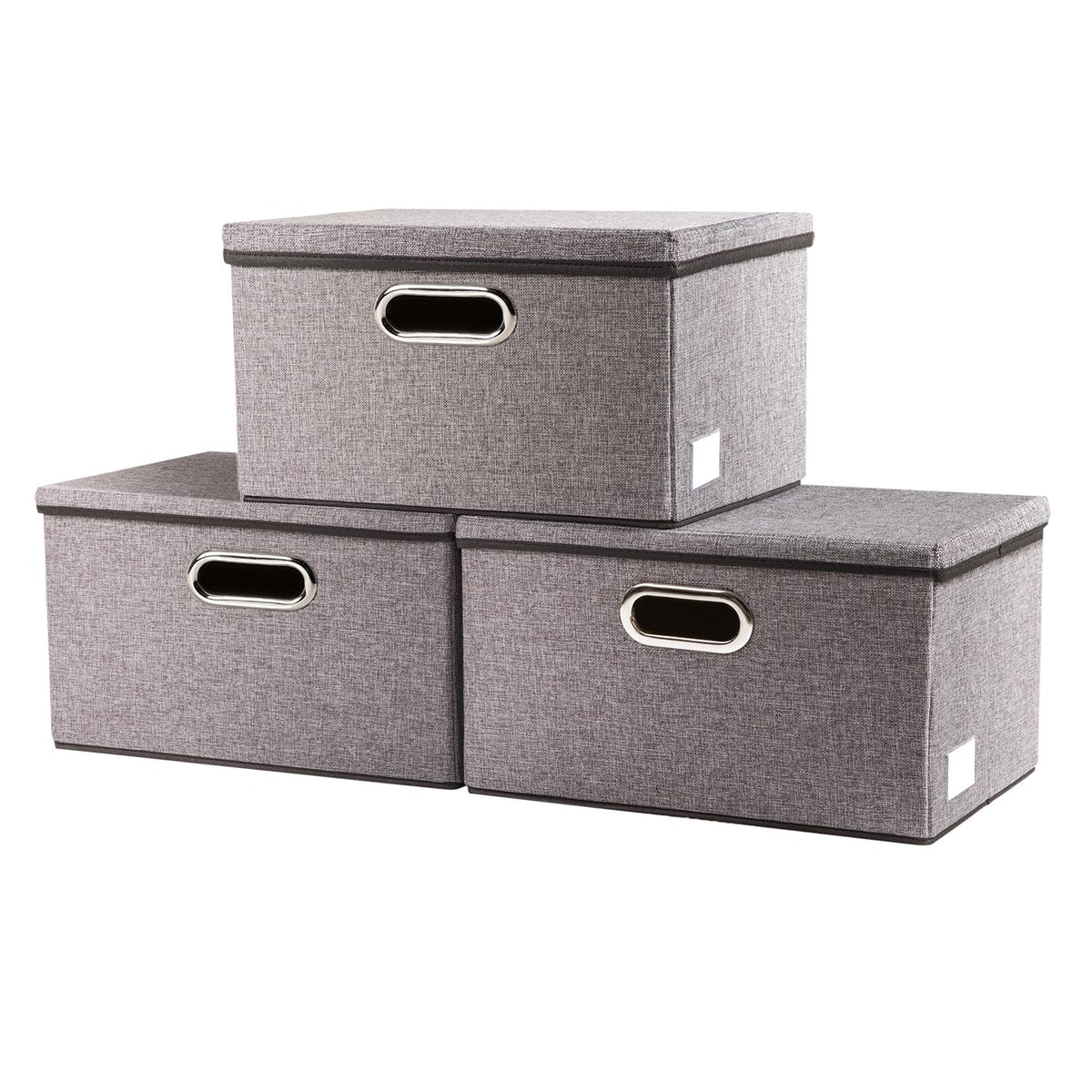 PRANDOM Large Collapsible Storage Bins with Lids [3-Pack] Linen/Cotton Blend Foldable Storage Boxes Organizer Containers Baskets Cube with Cover for Home Bedroom Closet Office Nursery(17.7x11.8x11.8)