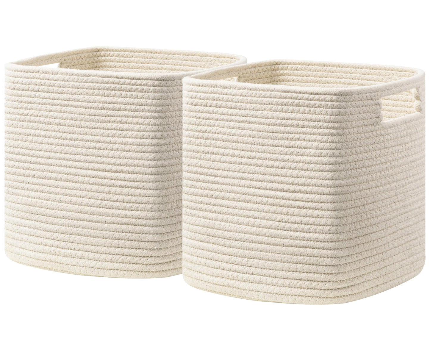 UBBCARE Set of 4 Storage Cubes-13 X 13 X 13 In, Cotton Rope Basket for Shelves, Toys, Book, Cube Storage Bin with Handles, Woven Storage Basket for Organizing, Beige