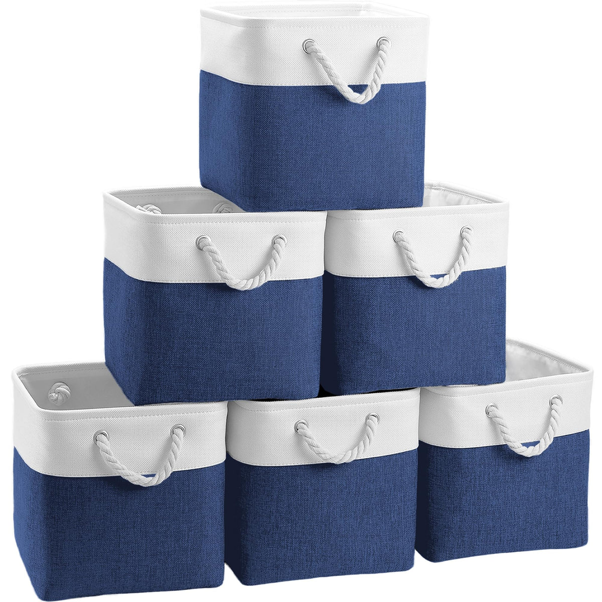 FinishingBo 11 inch Cube Storage Bin with Handles 6 Pack