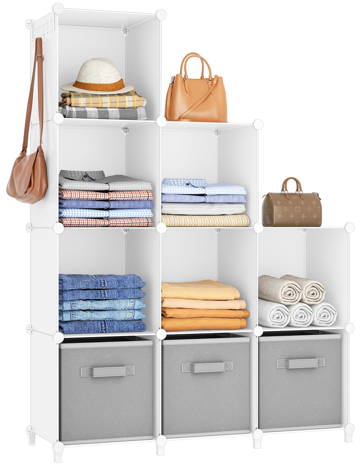 HOMIDEC Closet Organizers and Storage, 9 Cube Storage Organizer, Black