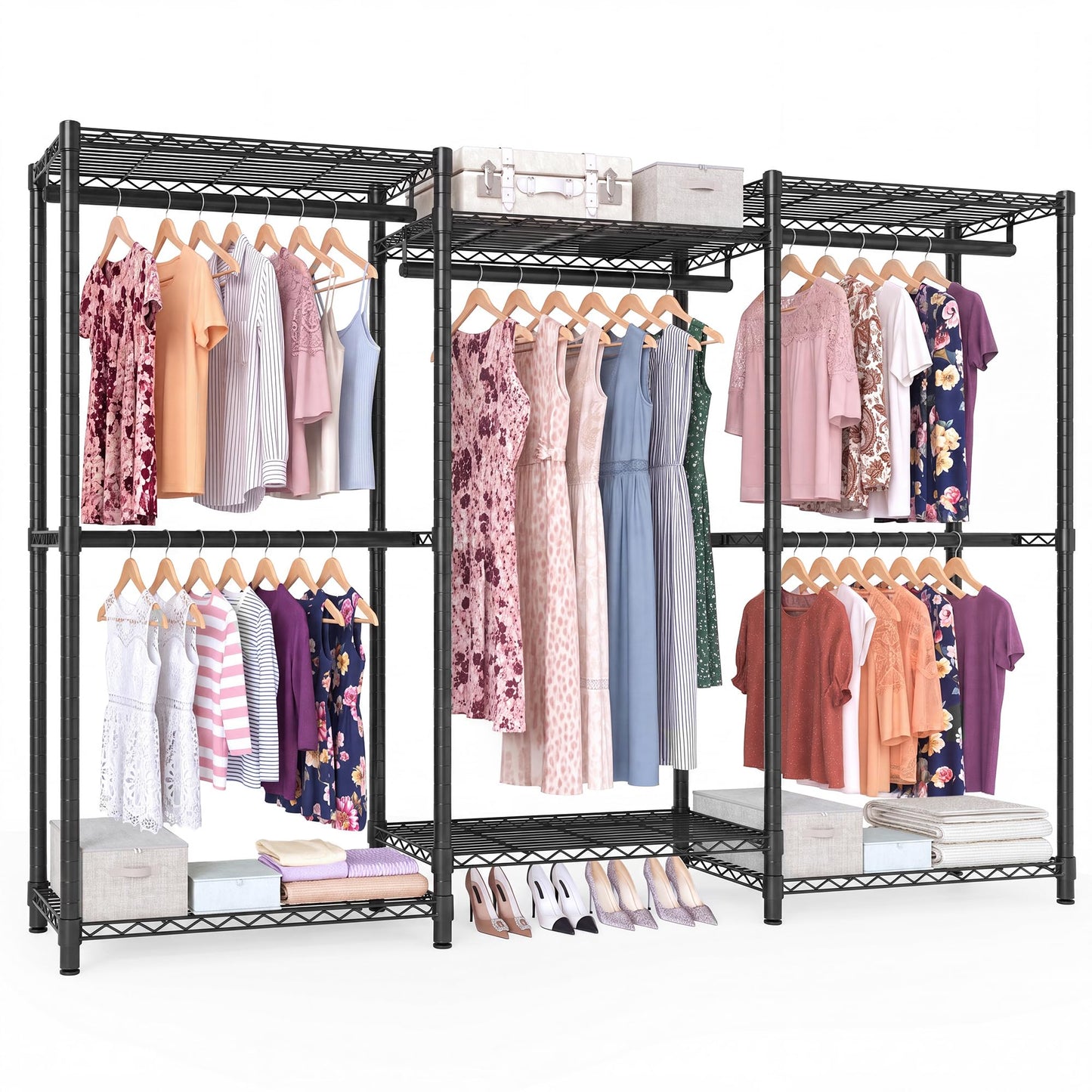 SONGMICS Closet Organizers and Storage, Clothes Rack with Shelves