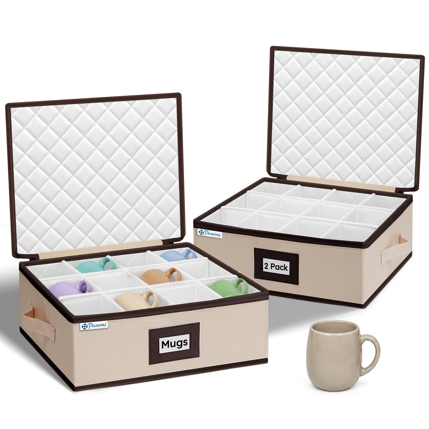 punemi Wine Glass Storage Box for 24 Glasses, Hard Shell Moving Case