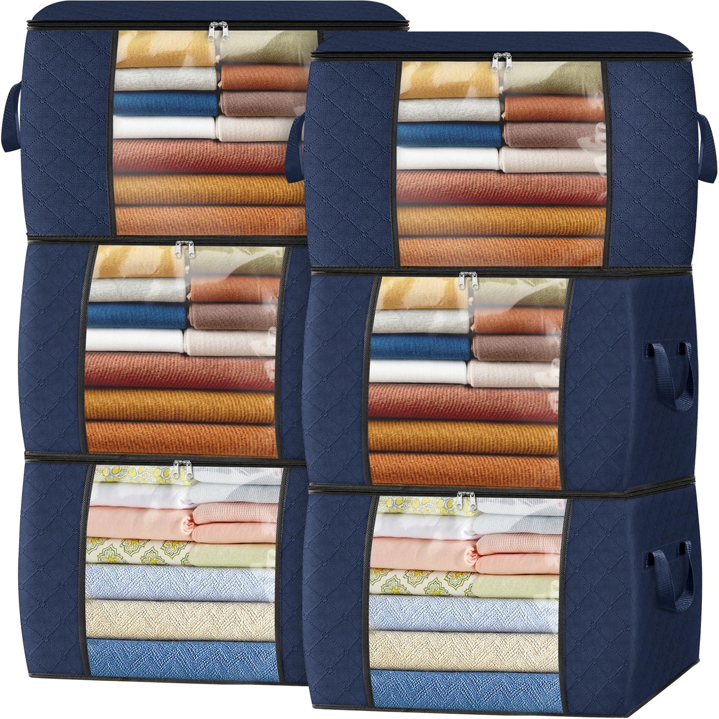 Fab totes 6 Pack Storage Bags for Clothes Blanket Storage Bins with Lids