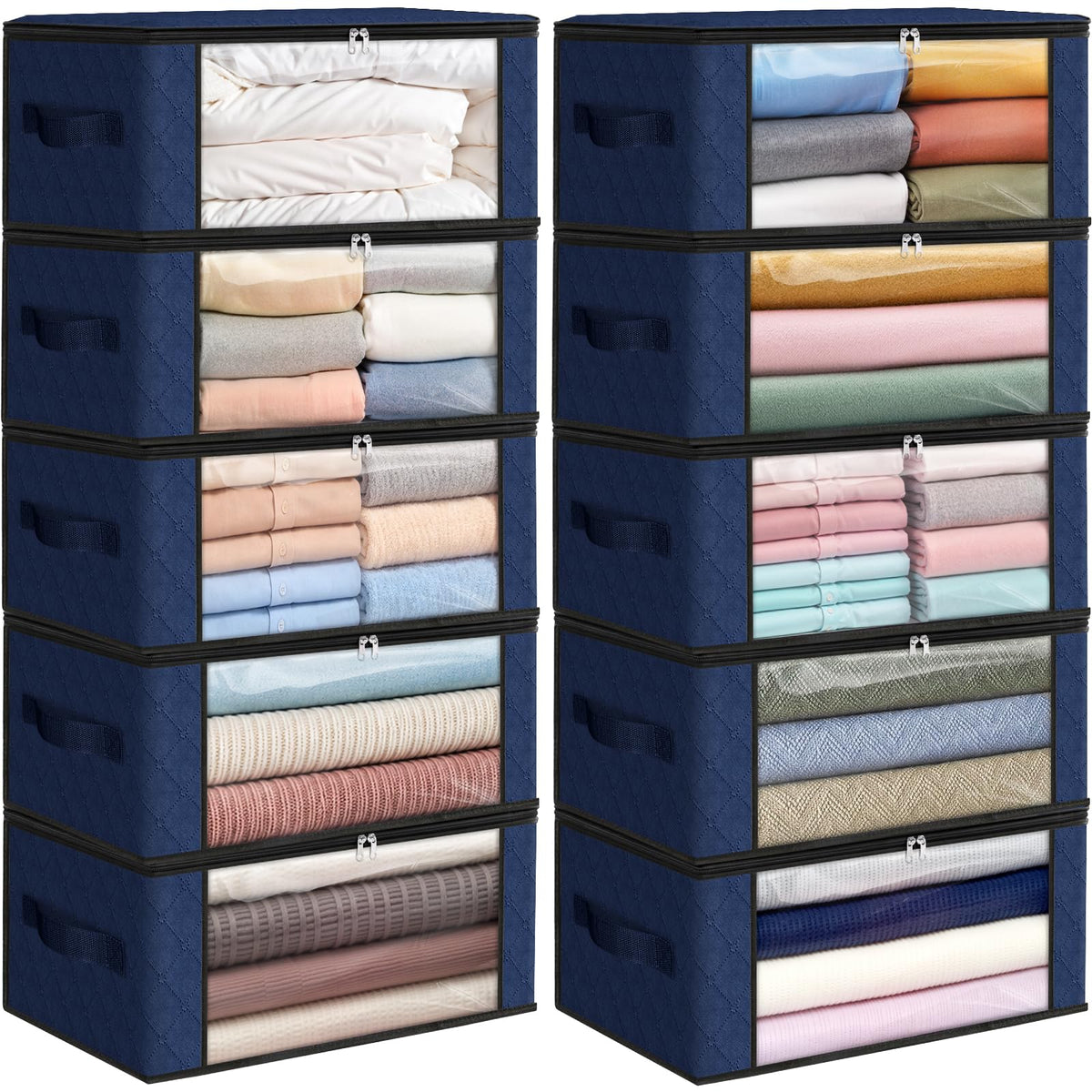 Fab totes 6 Pack Storage Bags for Clothes Blanket Storage Bins with Lids