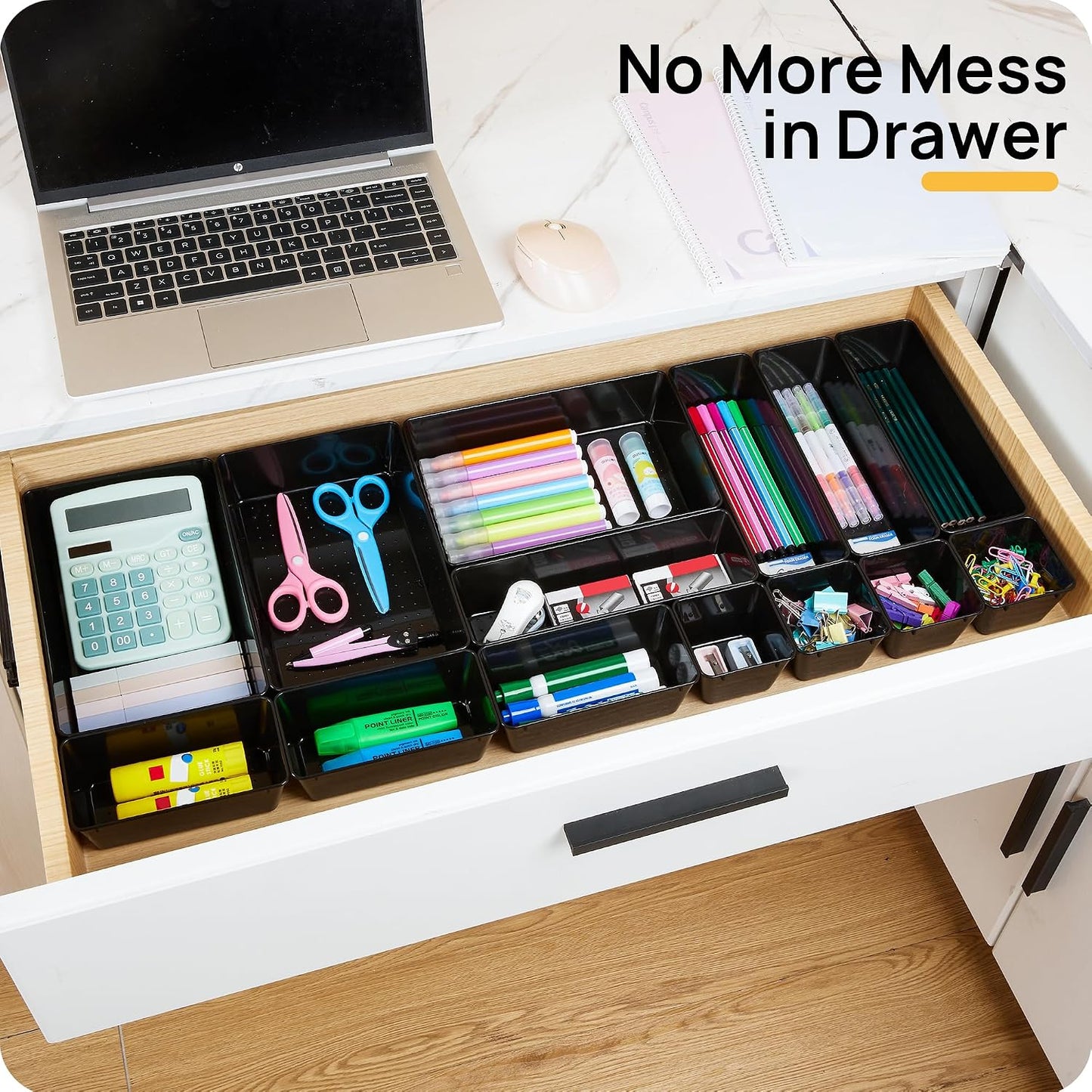 Vtopmart 25 Pack Plastic Drawer Organizers with Non-slip Rubber Pads