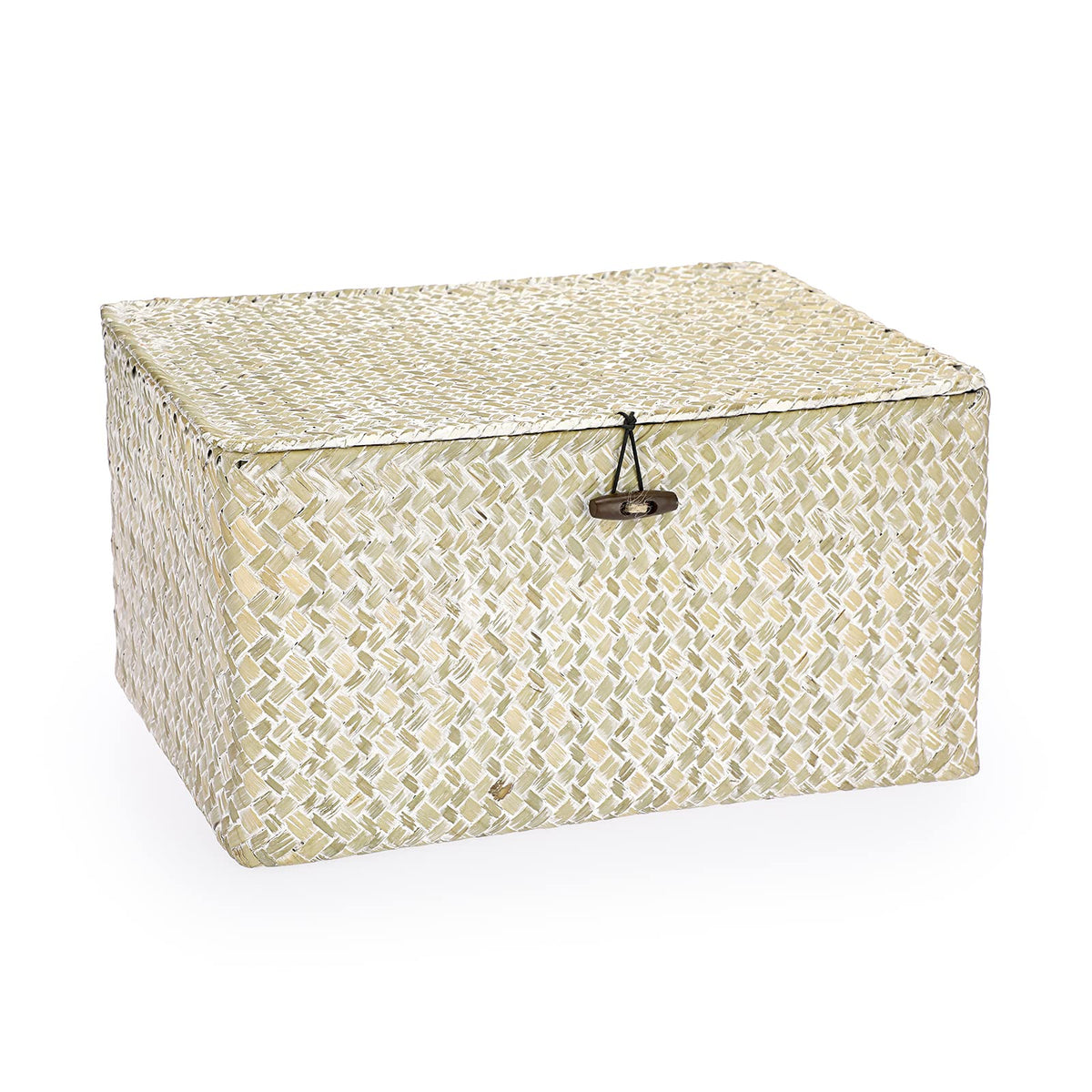 Hipiwe Wicker Shelf Baskets Bin with Lid Large Handwoven Basket Box, Coffee