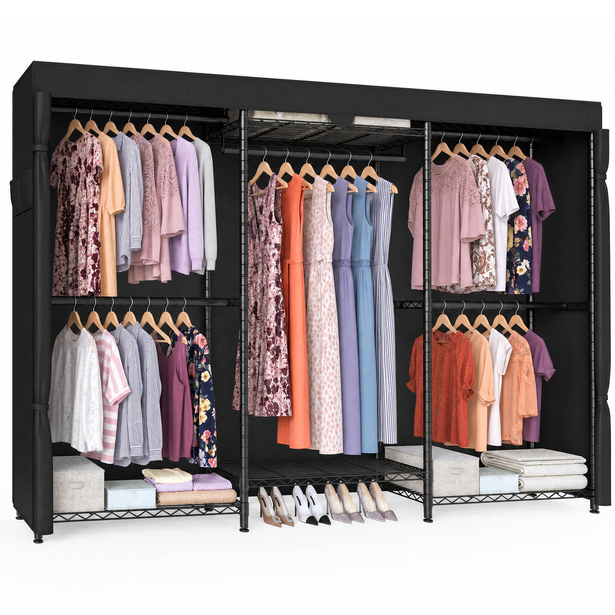 SONGMICS Closet Organizers and Storage, Clothes Rack with Shelves