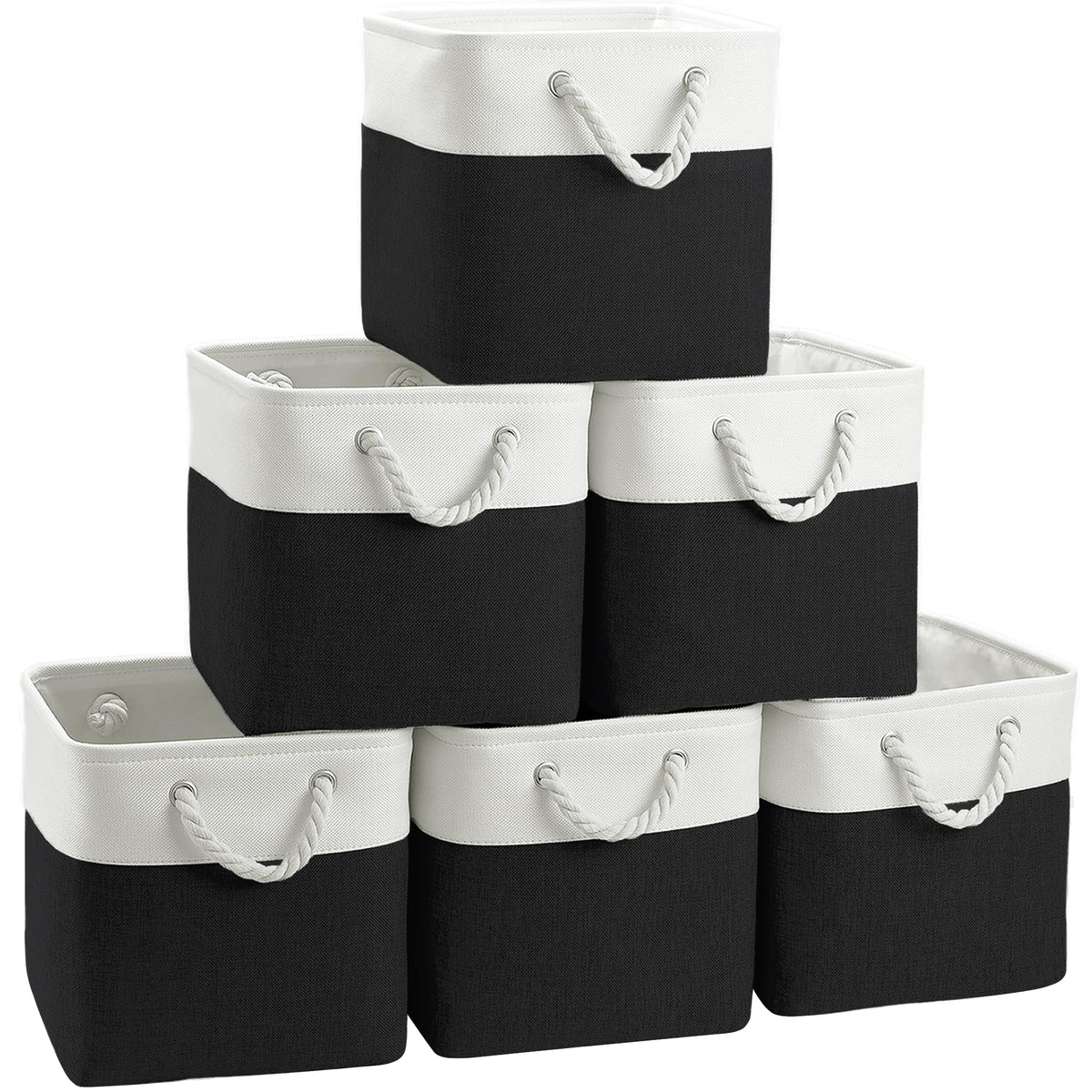 FinishingBo 11 inch Cube Storage Bin with Handles 6 Pack