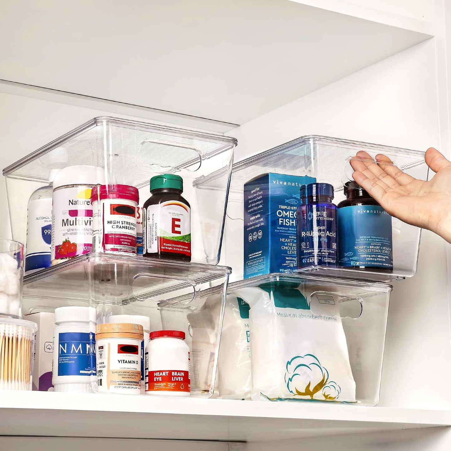 Vtopmart 6 Pack Clear Stackable Storage Bins with Lids and Handles, Large