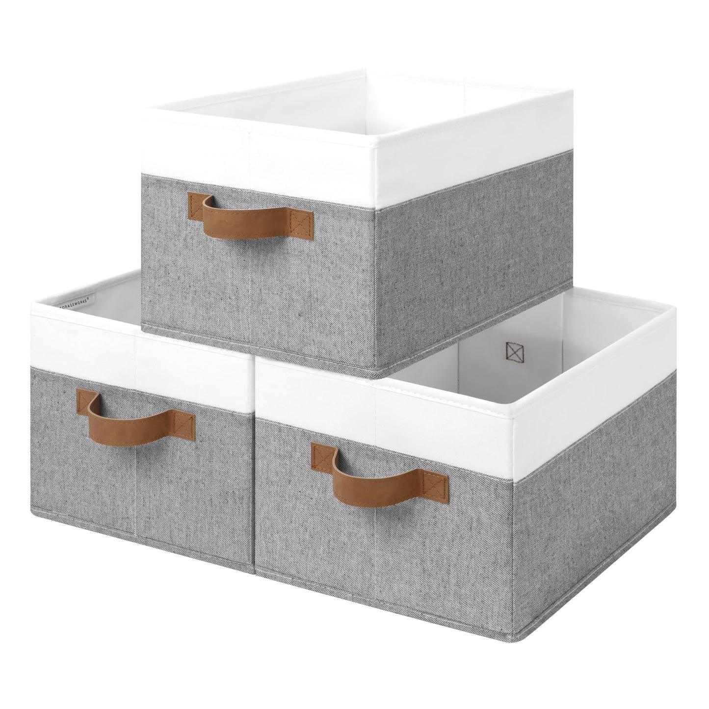StorageWorks Closet Storage Bins, Beige, 3-Pack, Large