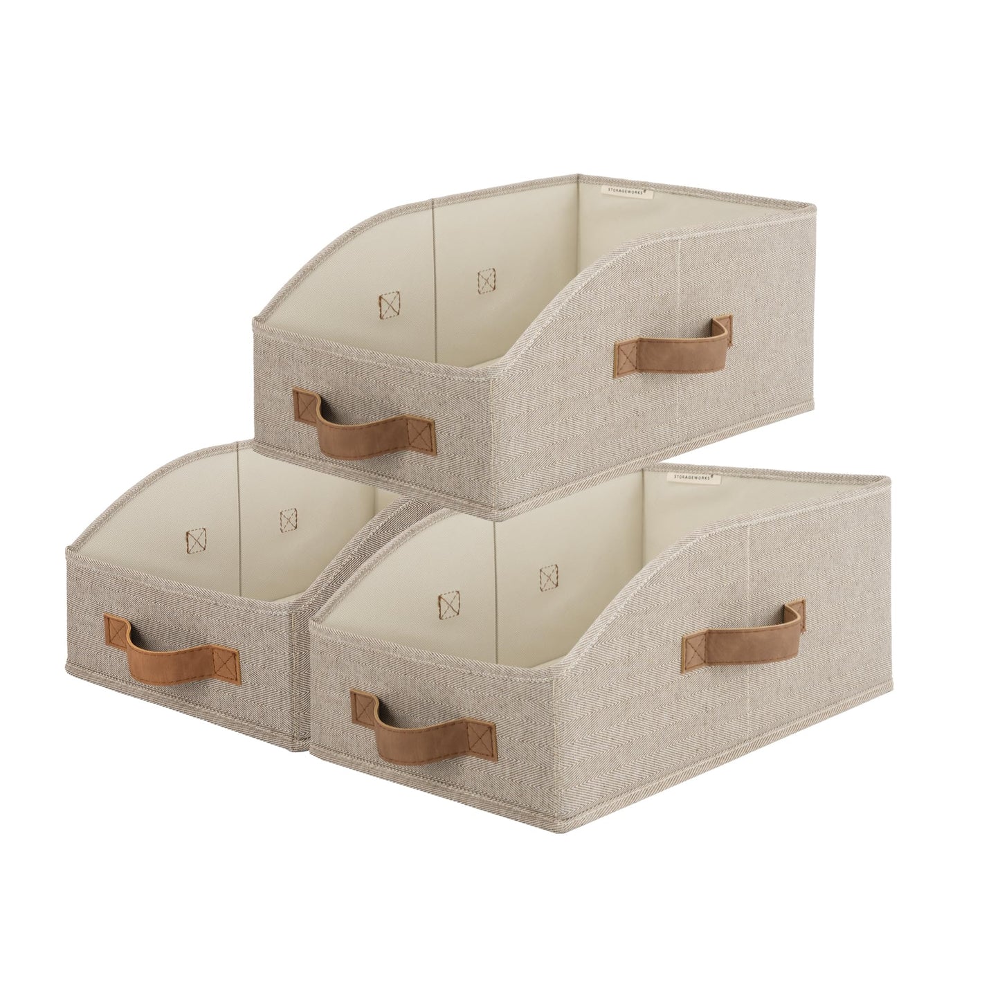 StorageWorks Closet Storage Bins, Beige(Cotton-linen), Medium, 3-Pack