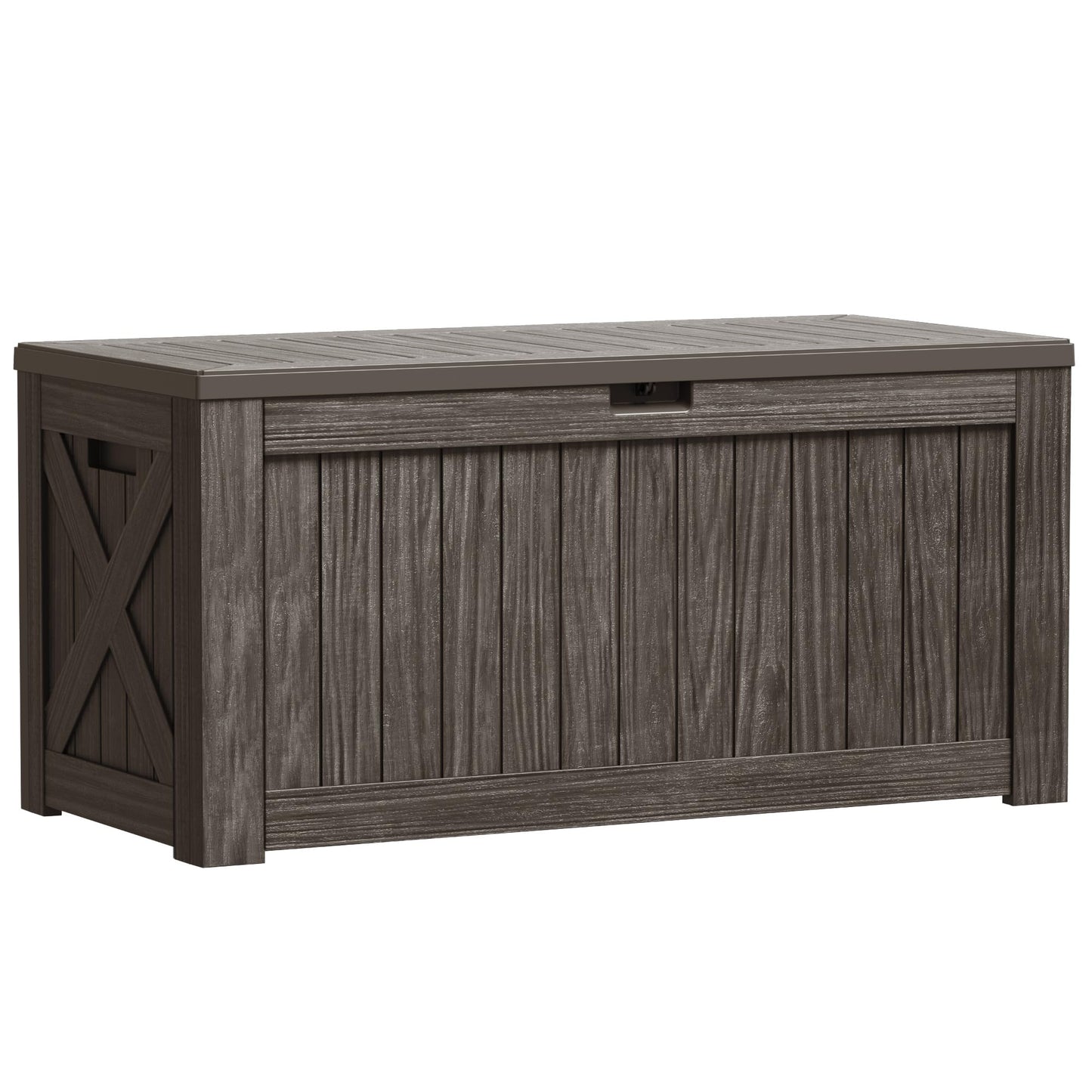 Greesum Outdoor Storage Box 31 Gallon Storage Box with Lid for Patio Furniture, Garden Tools, Pool Supplies, Waterproof and UV Resistant, Lockable, Dark Black