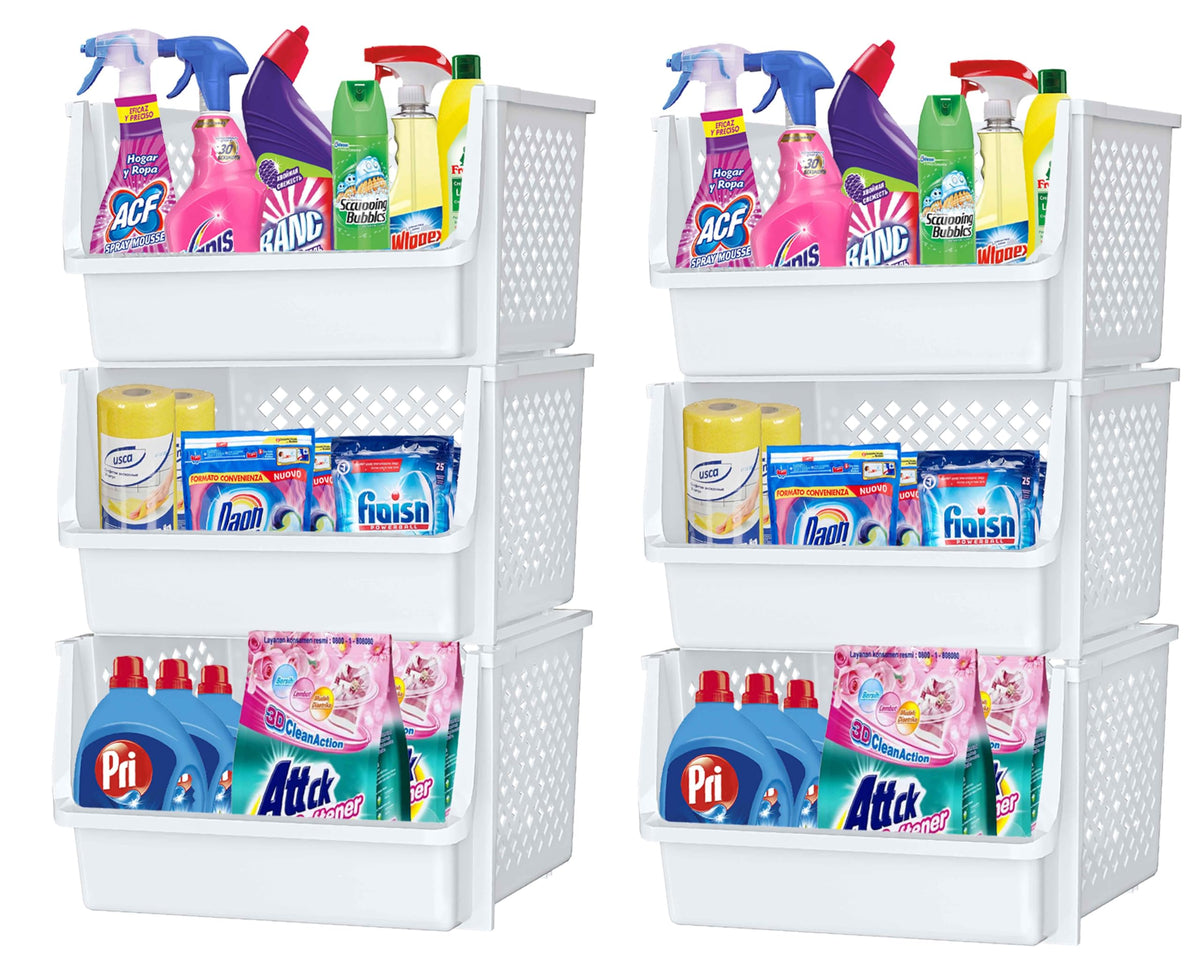 Skywin Stackable Storage Bins Open Front for Pantry Storage, 4 Pack - Multi