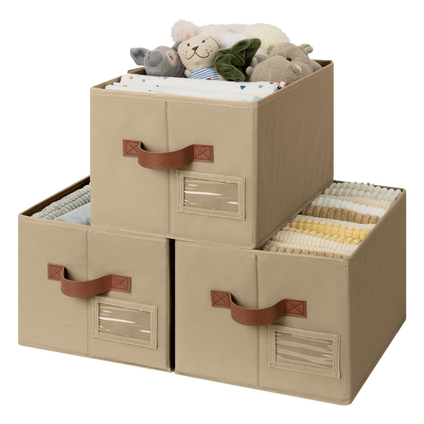 GRANNY SAYS Closet Storage Bins with Handles, Gray, Large, 3-Pack