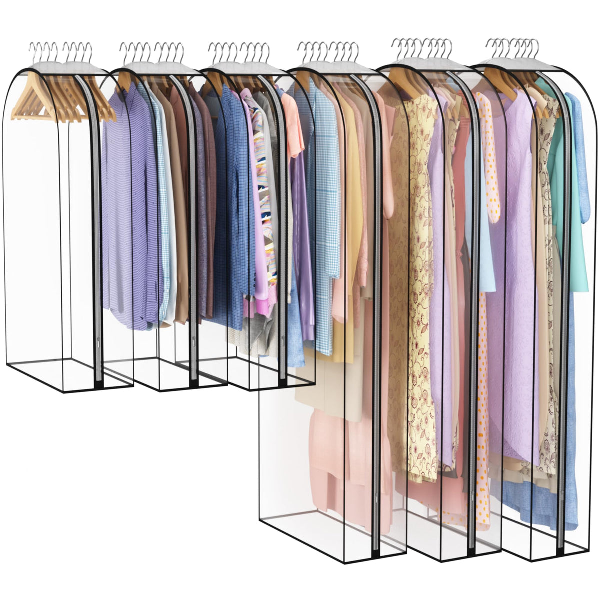 Liuoud Clear Garment Bags for Hanging Clothes 10” Gusseted, 4 Pack, 40”