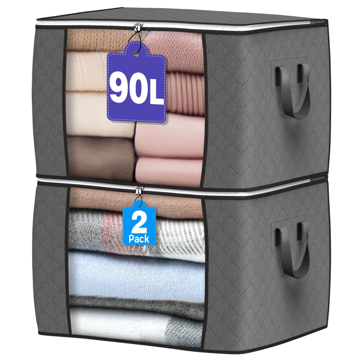 90L Large Storage Bags, 6 Pack Clothes Storage Bins Closet Organizers