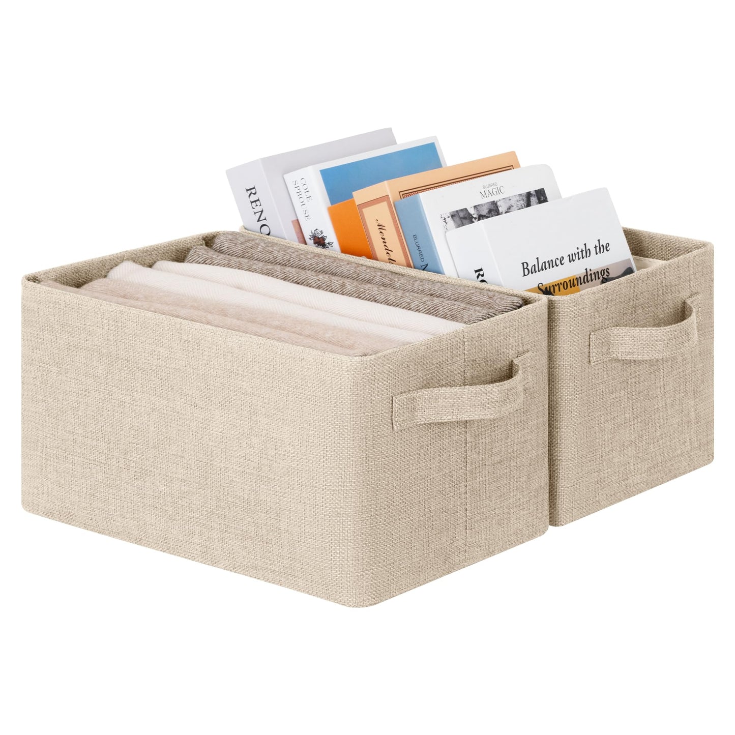 GRANNY SAYS Storage Basket for Shelves, Storage Bins, Light Taupe, 2-Pack