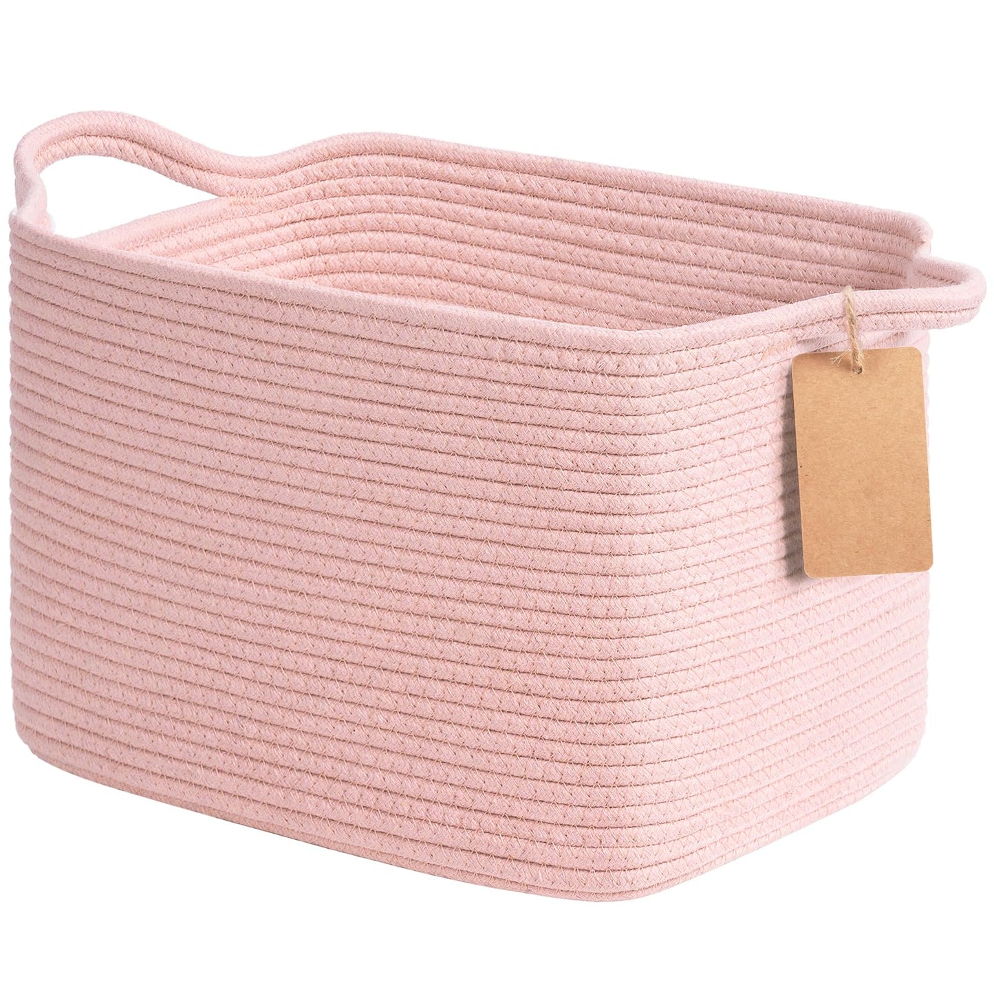 Goodpick Woven Rope Storage Basket for Shelves, Rectangle, Light Brown