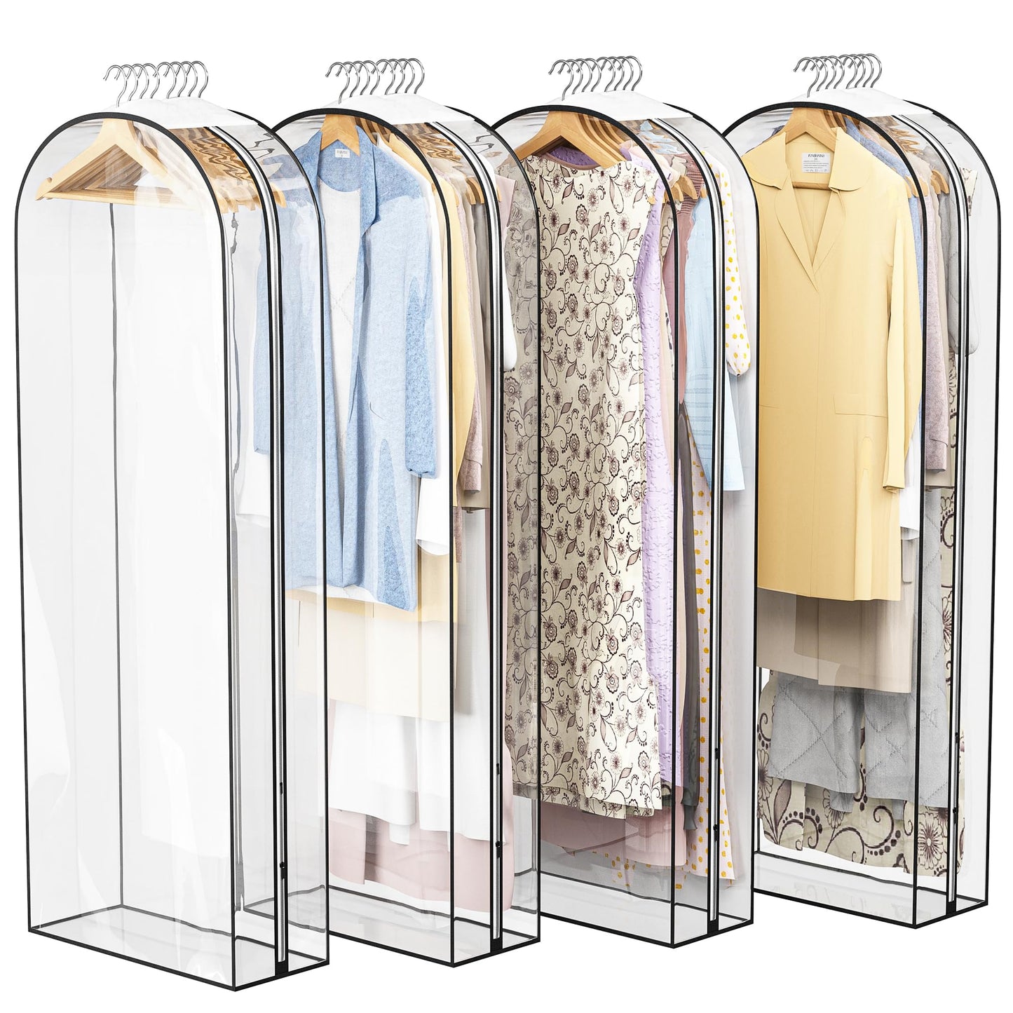 Liuoud Clear Garment Bags for Hanging Clothes 10” Gusseted, 4 Pack, 40”