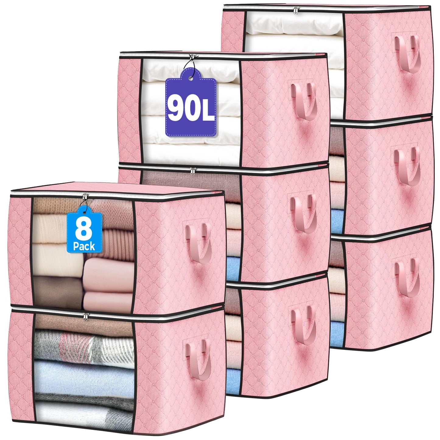 90L Large Storage Bags, 6 Pack Clothes Storage Bins Closet Organizers