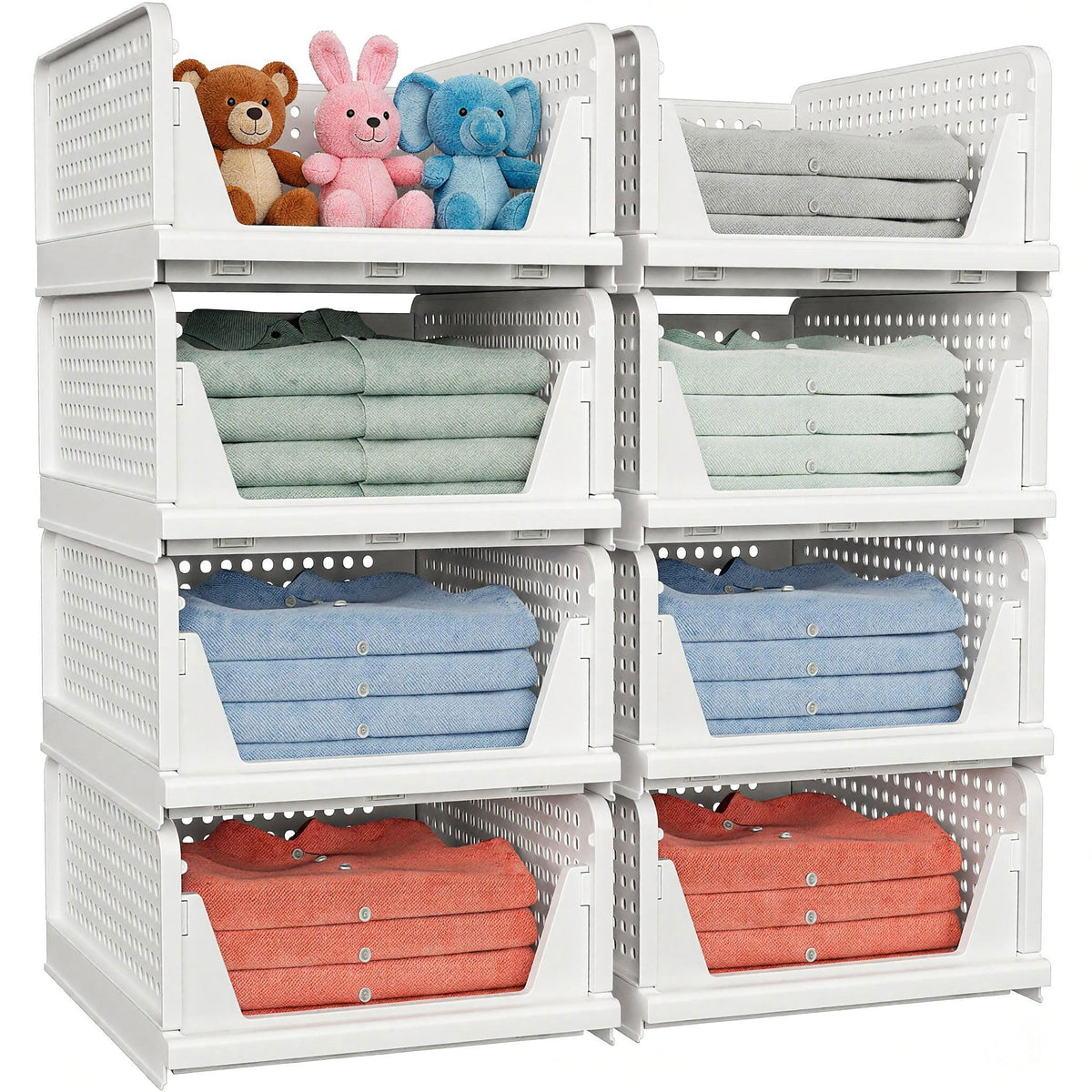 caktraie 5 Pack Stackable Closet Storage Basket - Stackable Storage Bins